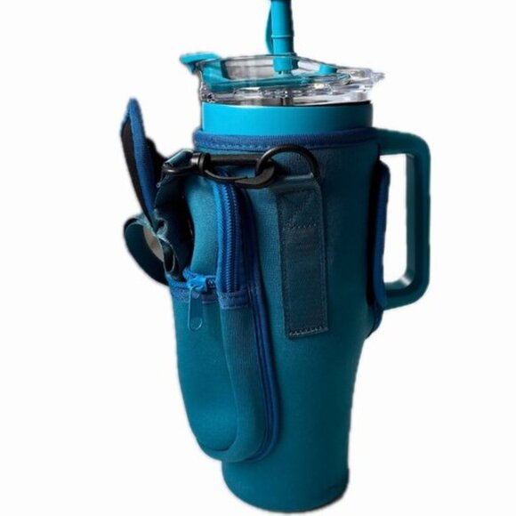 Crossbody Water Bottle Sling Carrier Neoprene Adjustable Strap Zip Pocket NEW - Picture 8 of 8